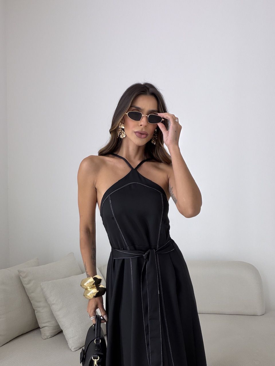 VESTIDO SOLANGE FRENTE ÚNICA PRETO