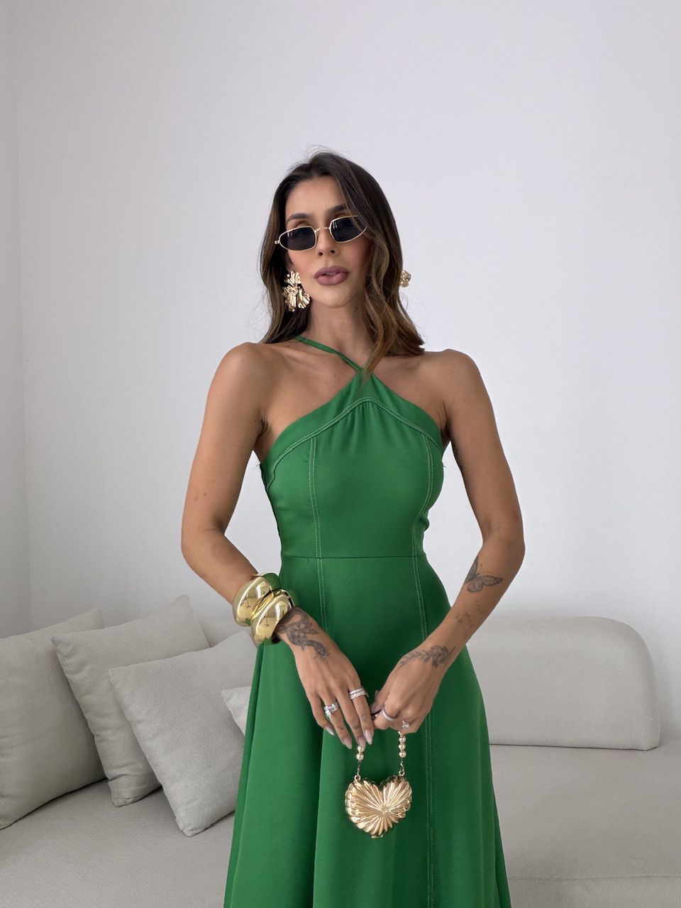 VESTIDO SOLANGE FRENTE ÚNICA VERDE