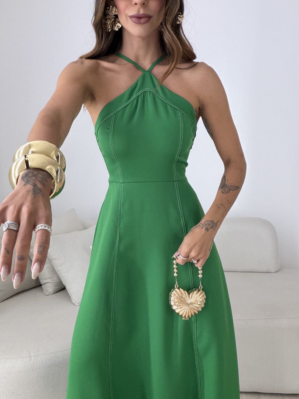 VESTIDO SOLANGE FRENTE ÚNICA VERDE