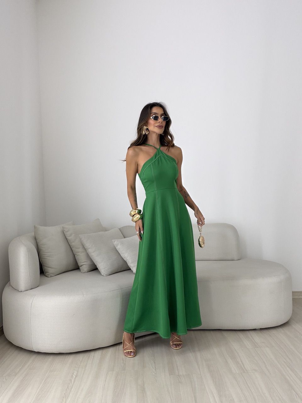 VESTIDO SOLANGE FRENTE ÚNICA VERDE - 0082100230 - CAROLLA FERRARO