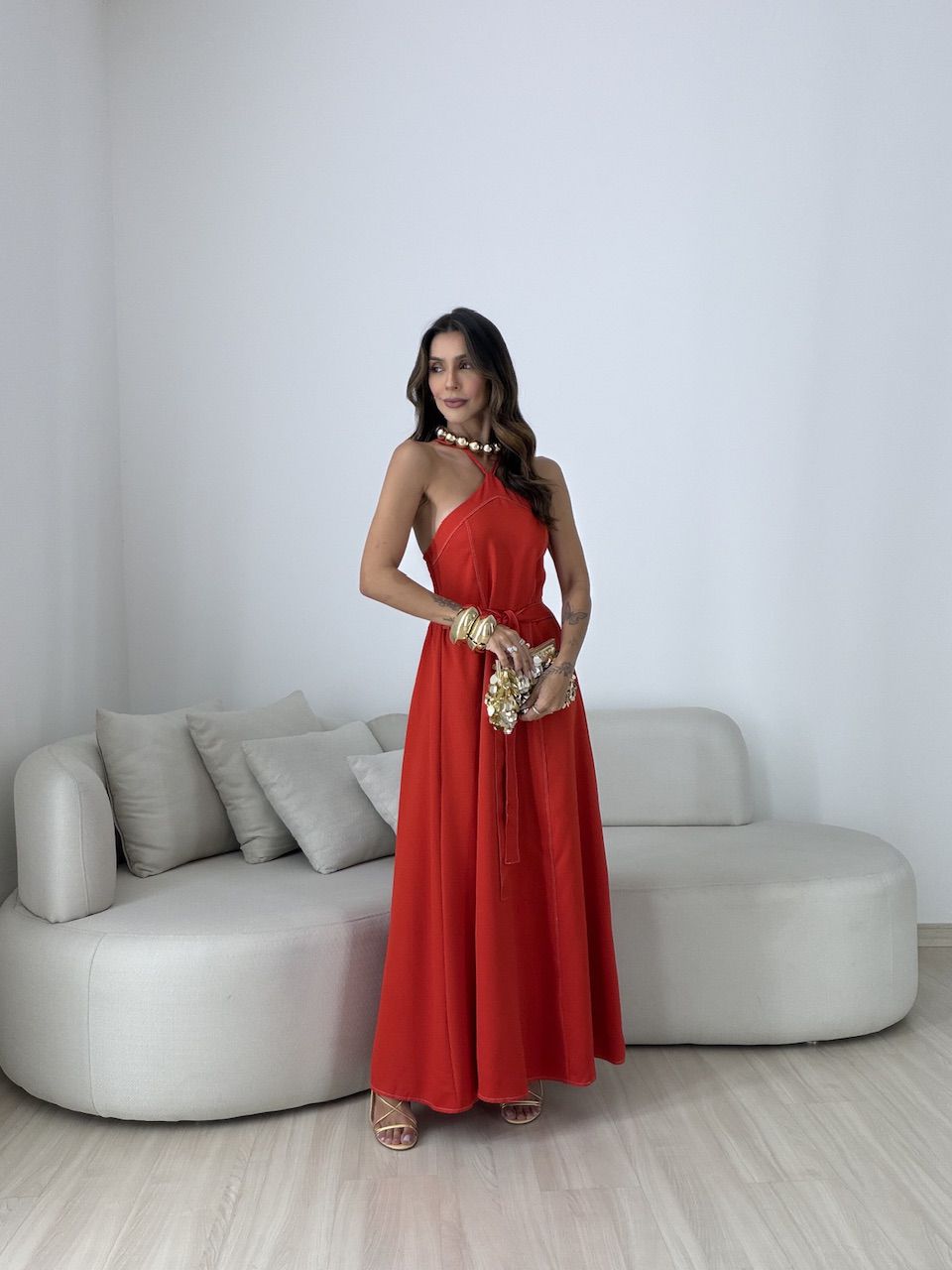 VESTIDO SOLANGE FRENTE ÚNICA VERMELHO - 0082100006 - CAROLLA FERRARO