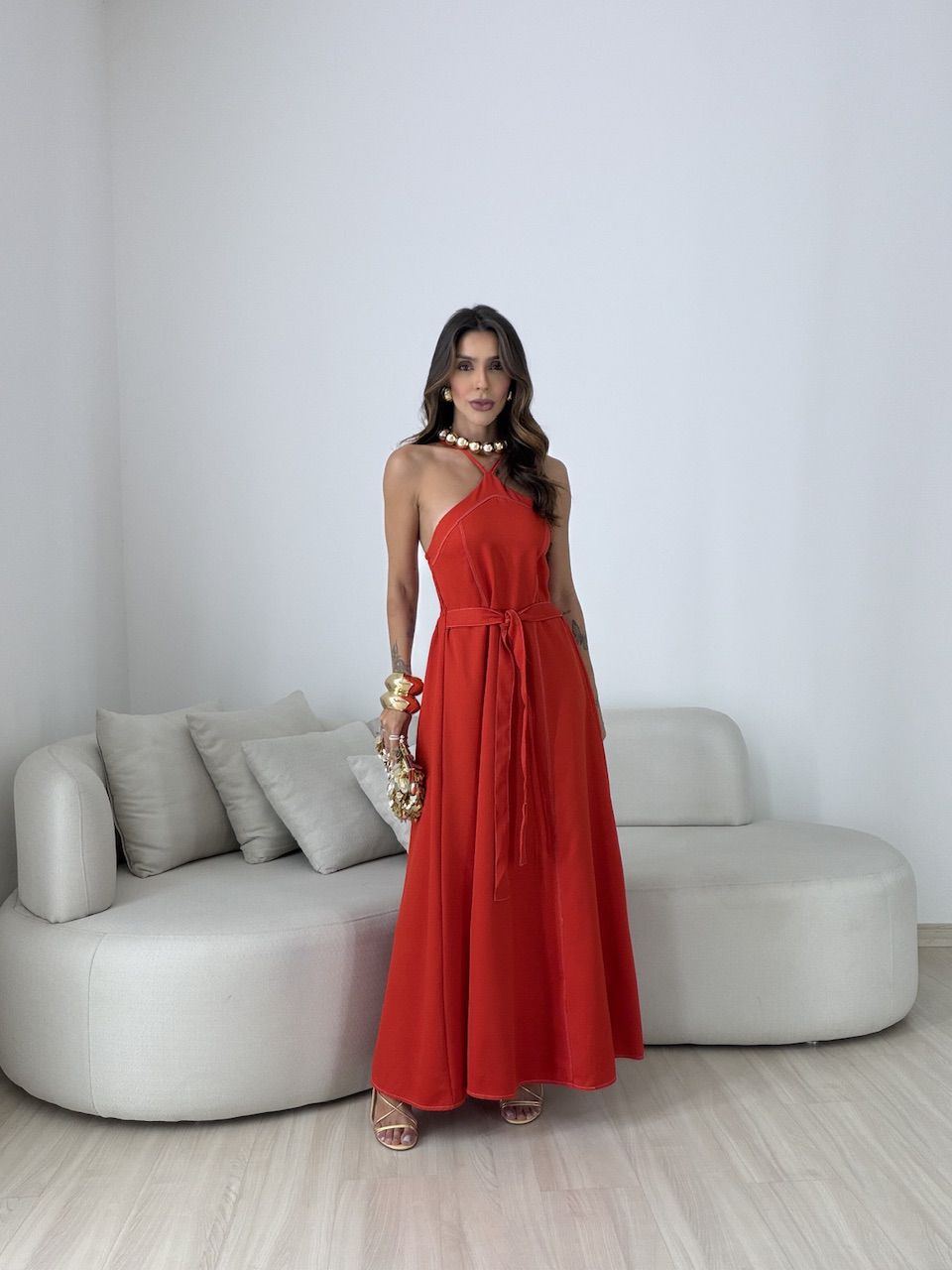 VESTIDO SOLANGE FRENTE ÚNICA VERMELHO