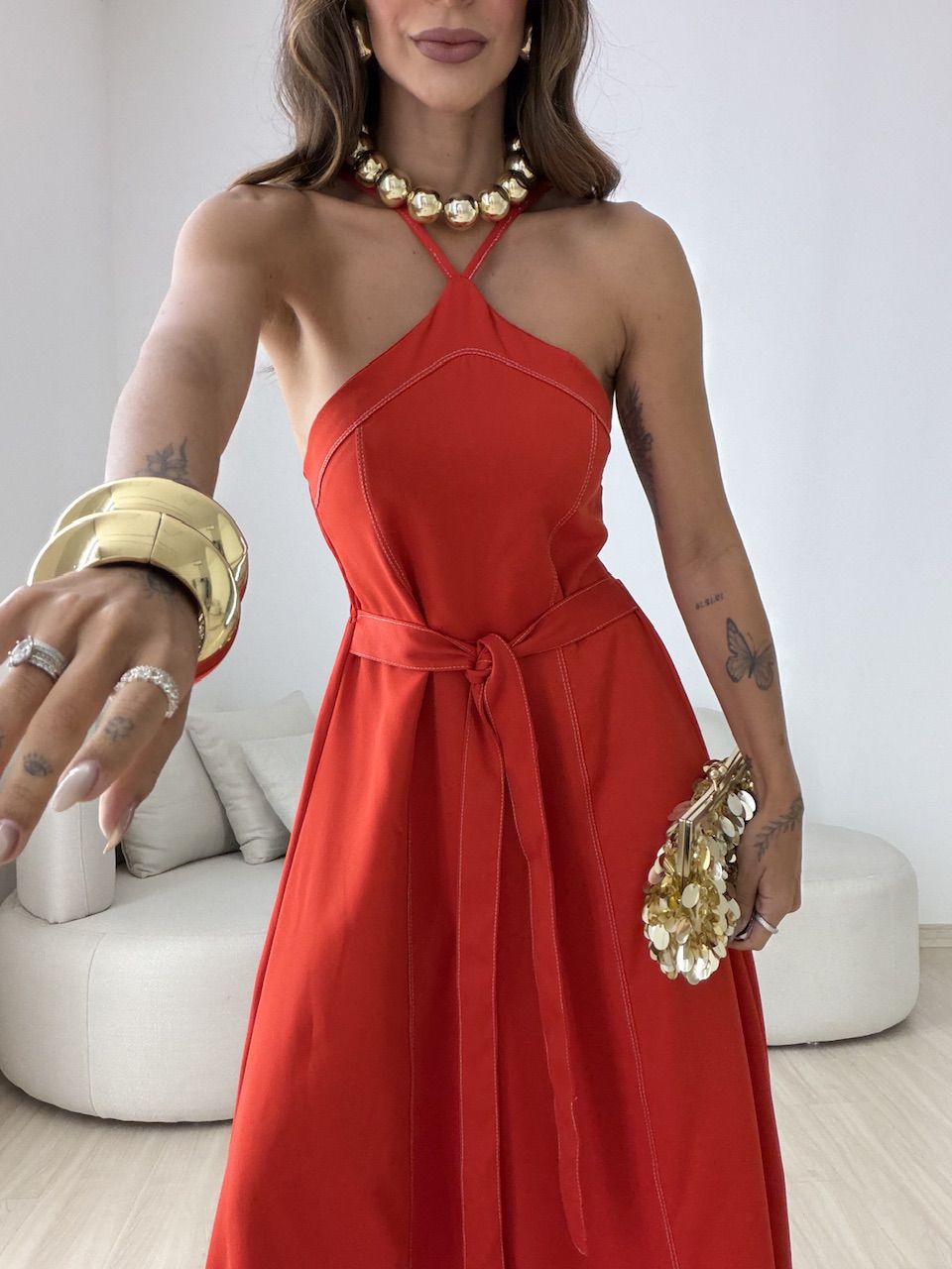 VESTIDO SOLANGE FRENTE ÚNICA VERMELHO