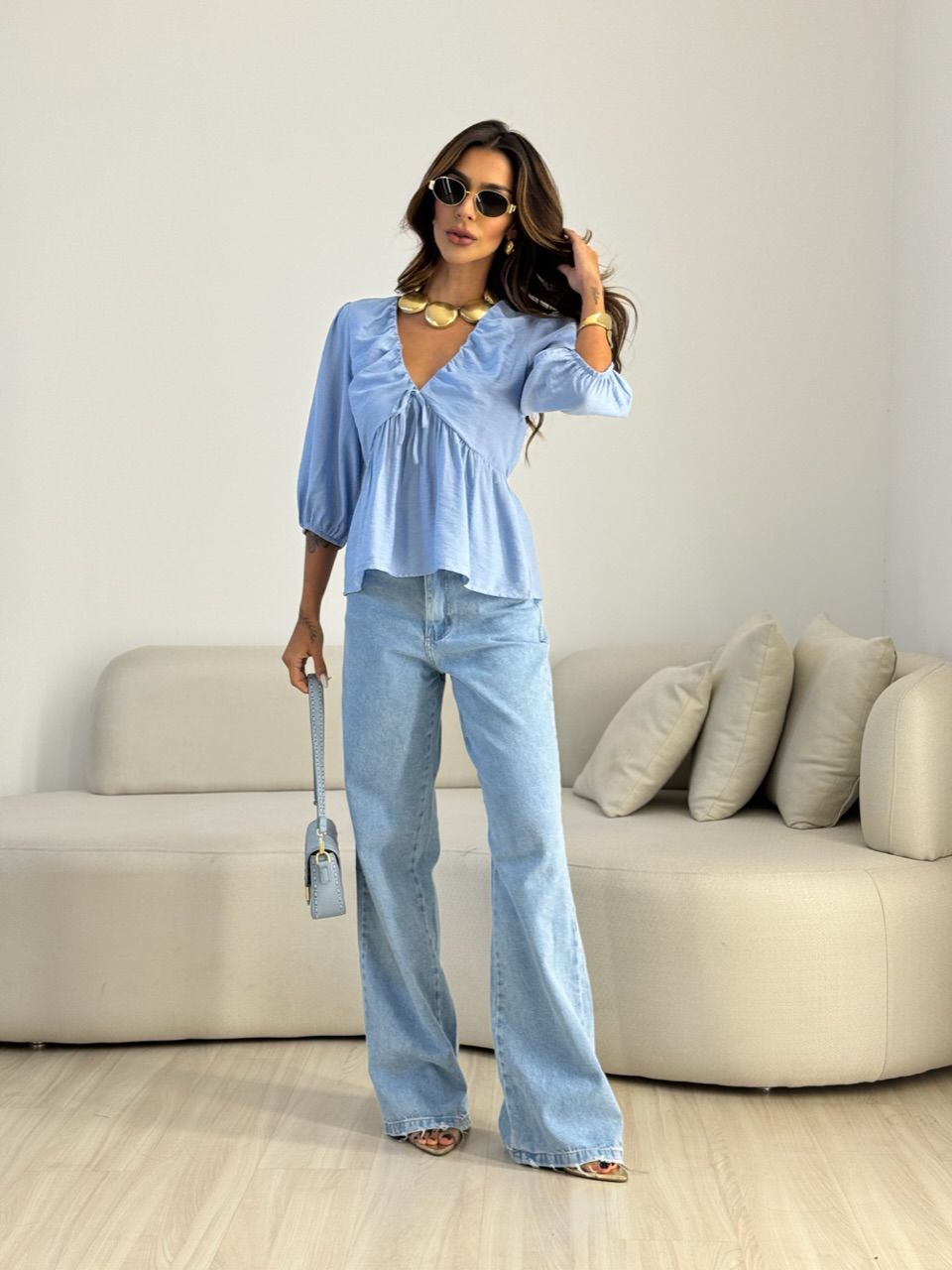 BATA ESTER MANGA AZUL