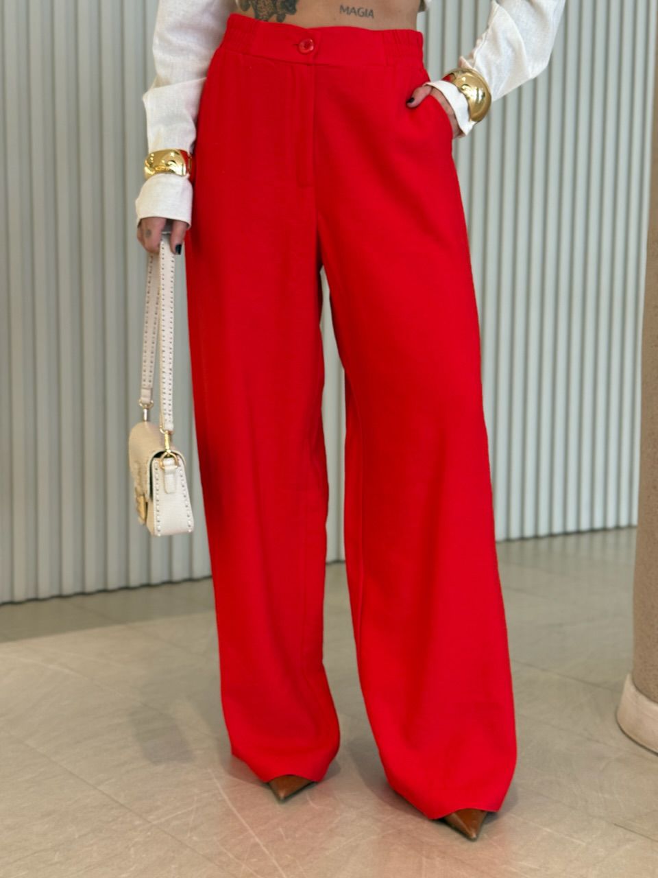 CALÇA REBECA PANTALONA vermelha - 0072640007 - CAROLLA FERRARO