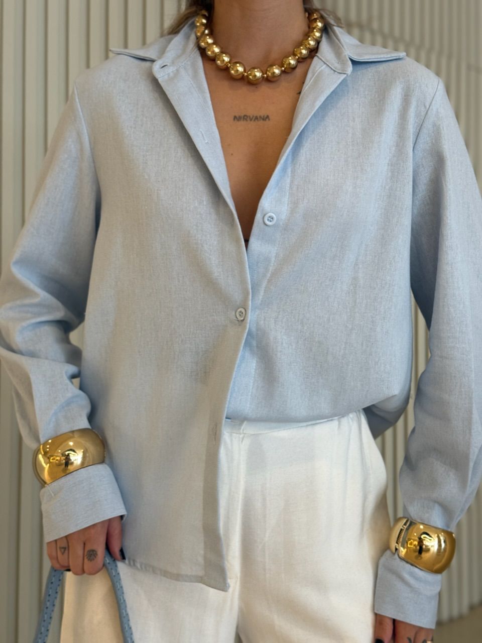 CAMISA DAFNE LINHO AZUL