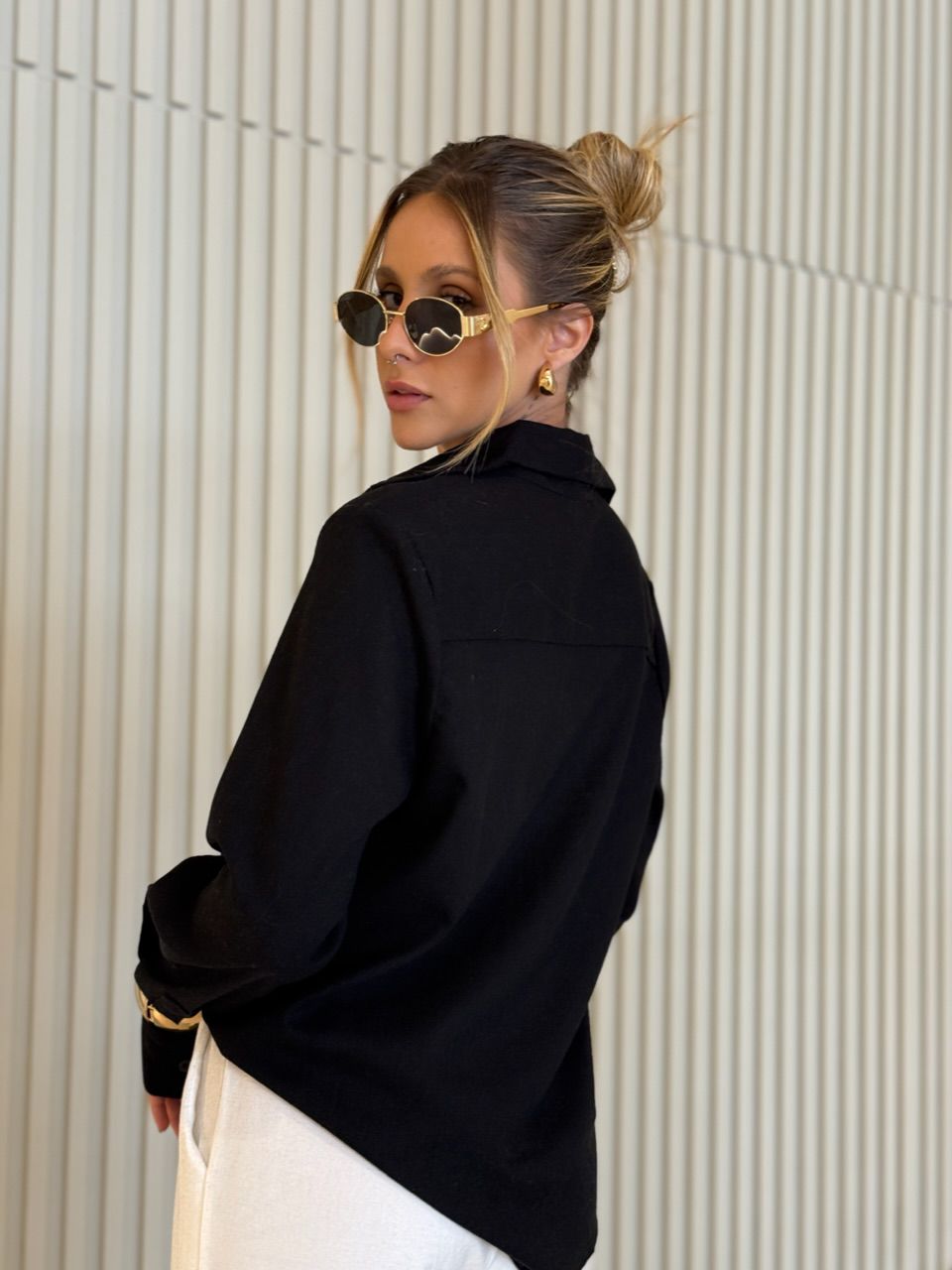 CAMISA DAFNE LINHO PRETA