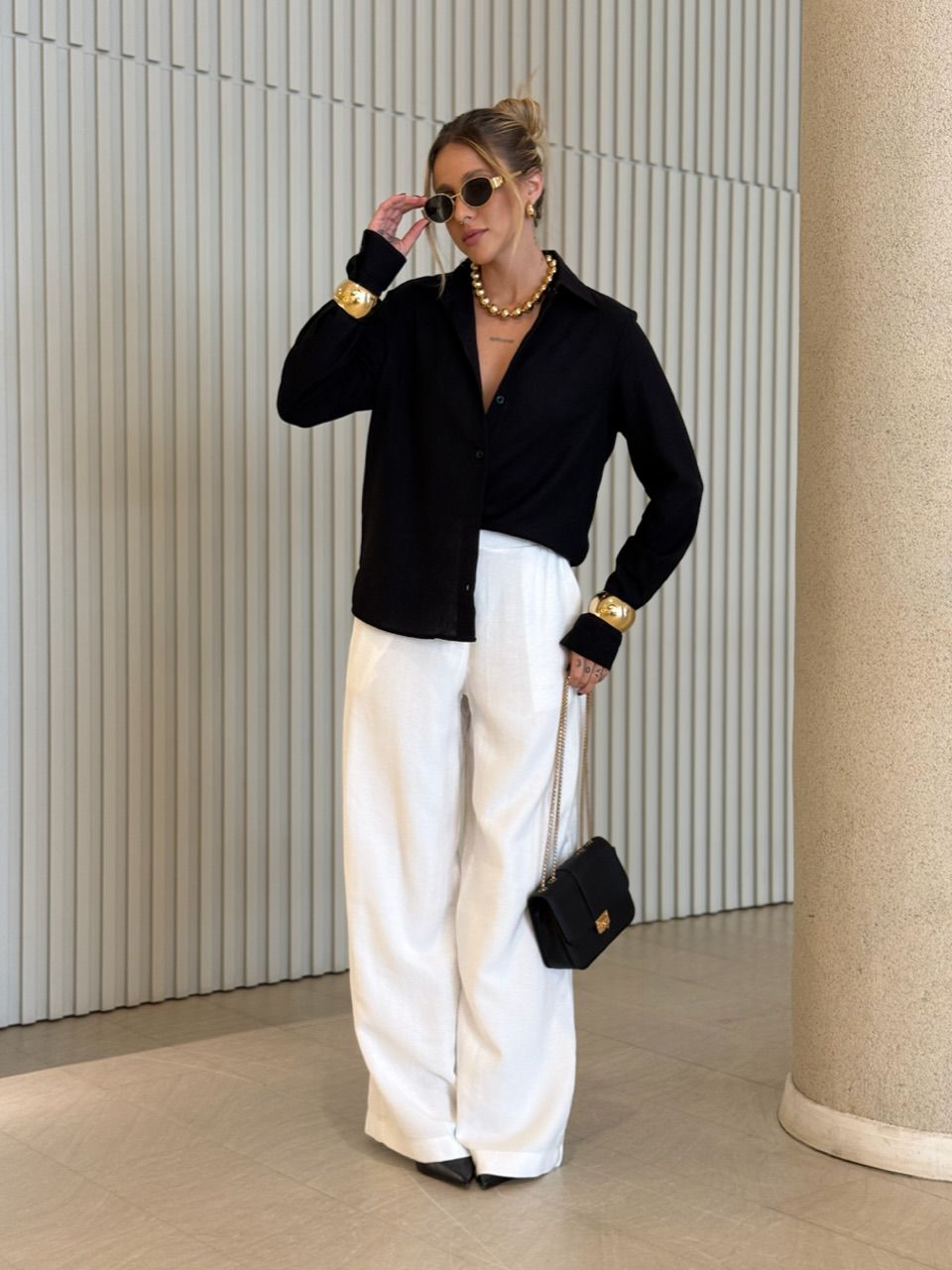 CAMISA DAFNE LINHO PRETA