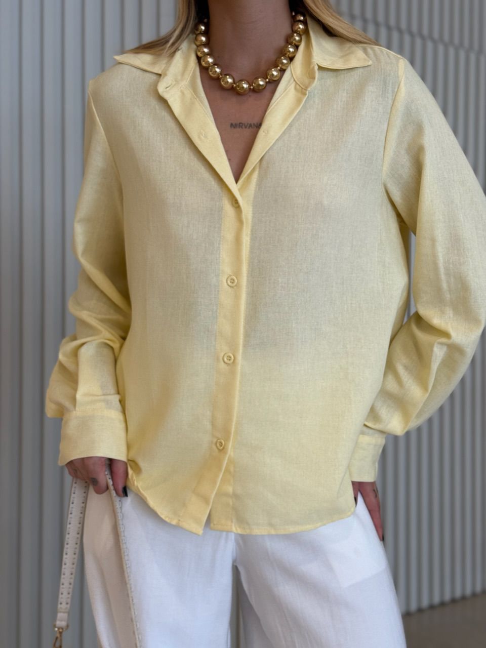CAMISA DAFNE LINHO YELLOW BUTTER