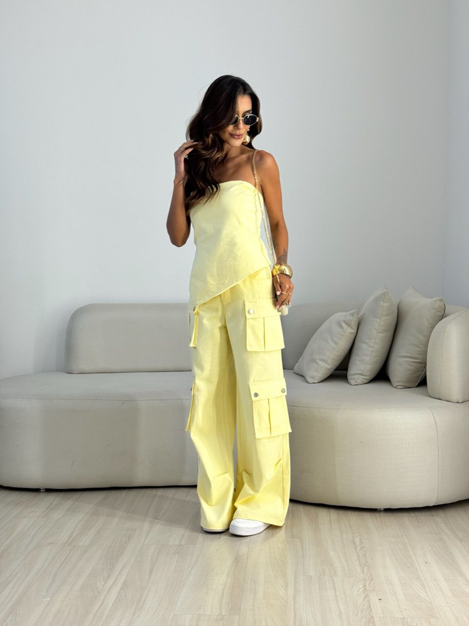 CONJUNTO BRUNA CARGO YELLOW BUTTER