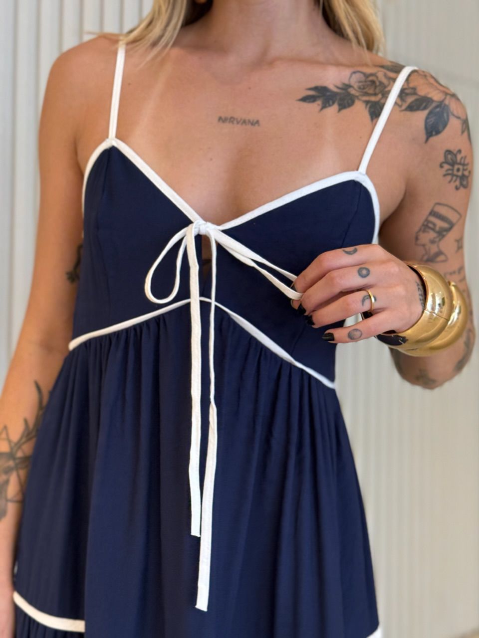 VESTIDO ANA CAROLINA ALÇA MARINHO