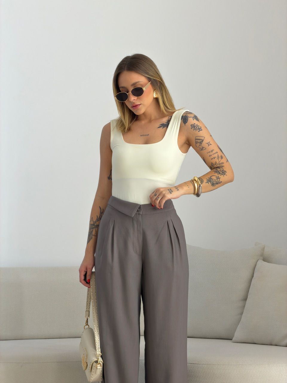 CALÇA PAOLA RETA CINZA