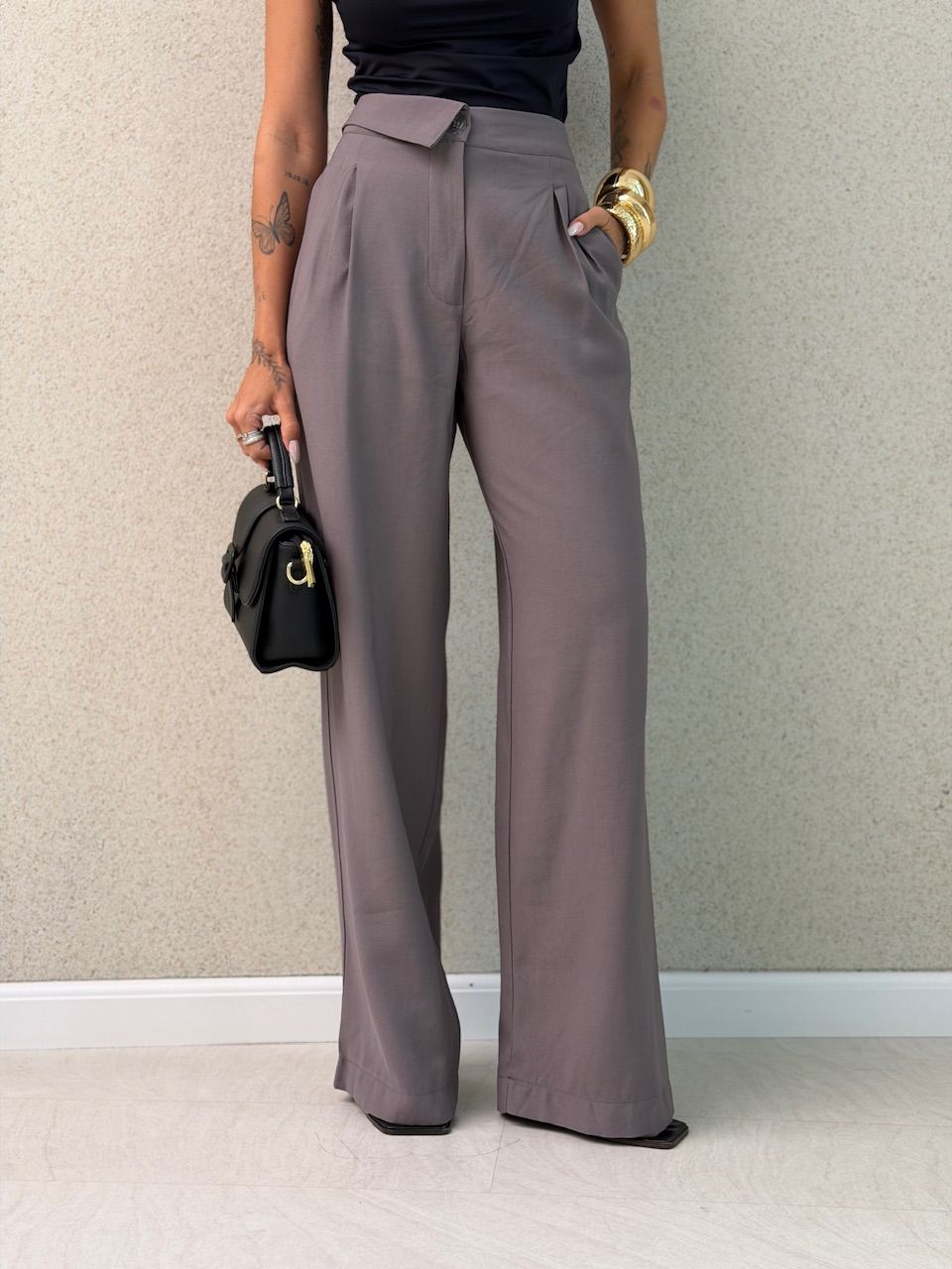 CALÇA PAOLA RETA CINZA - 0076400091 - CAROLLA FERRARO