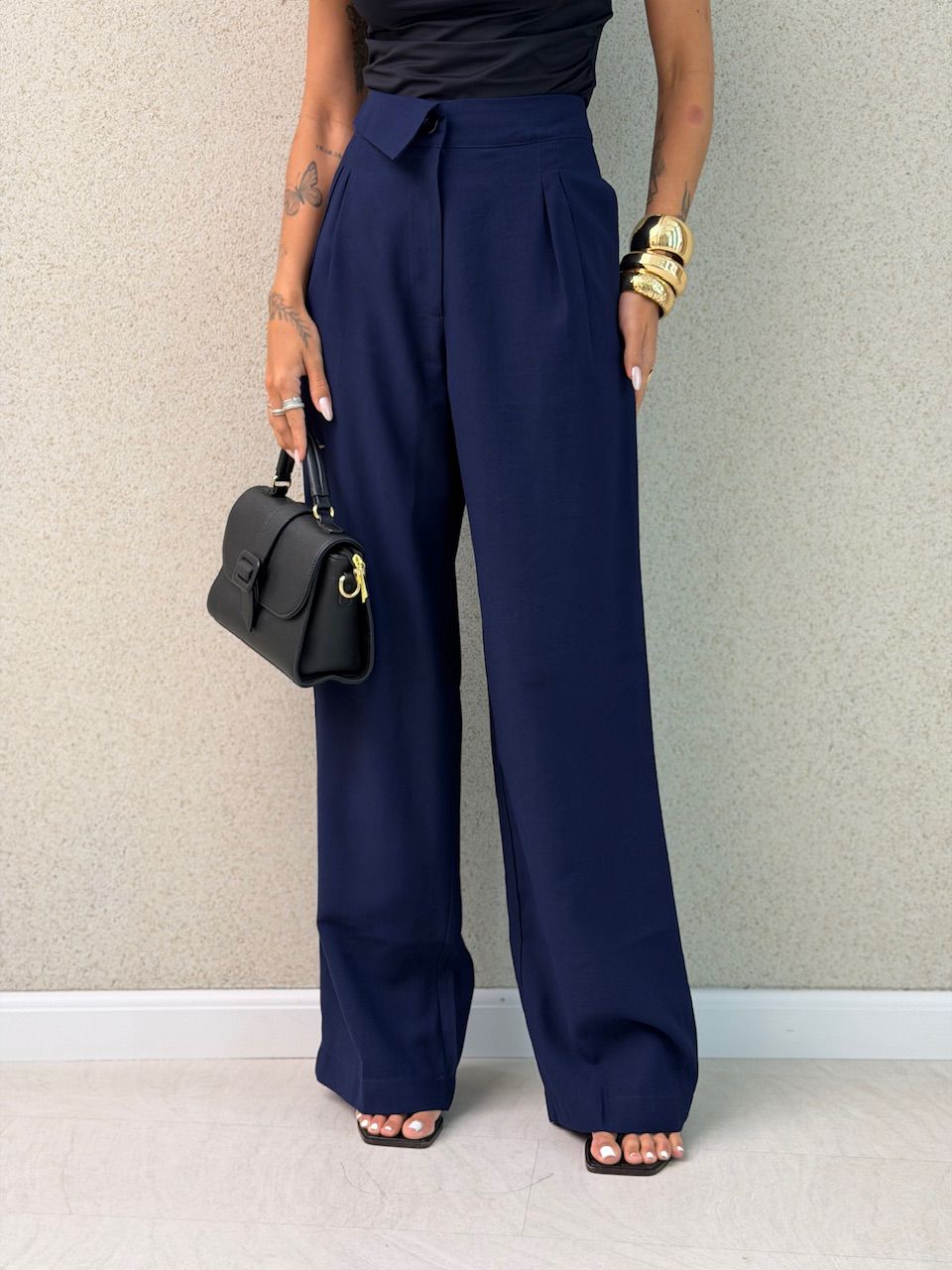 CALÇA PAOLA RETA MARINHO - 0076400055 - CAROLLA FERRARO