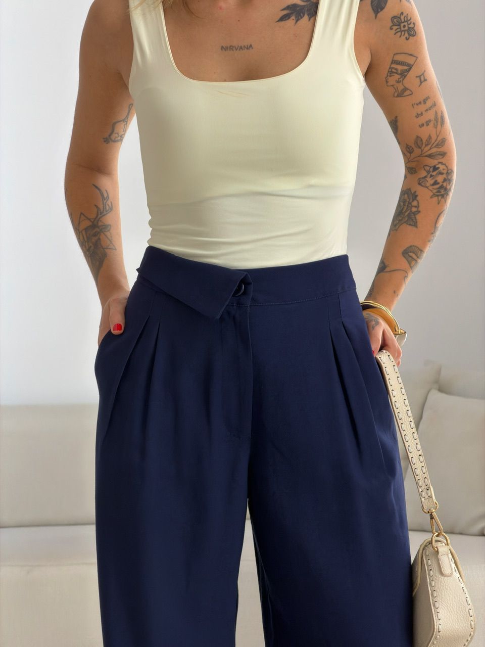 CALÇA PAOLA RETA MARINHO