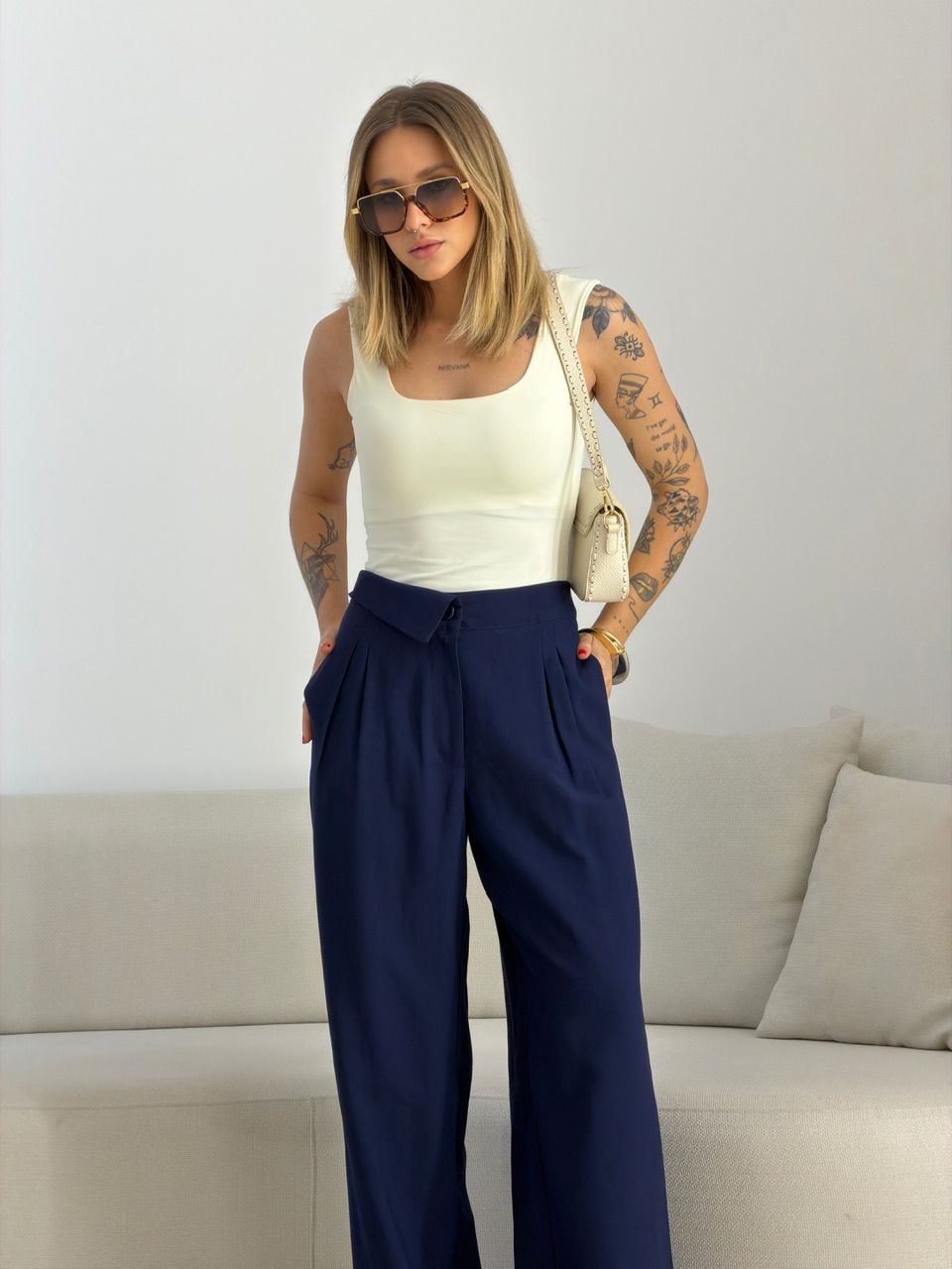 CALÇA PAOLA RETA MARINHO