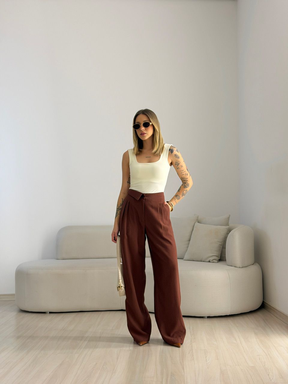 CALÇA PAOLA RETA MARROM