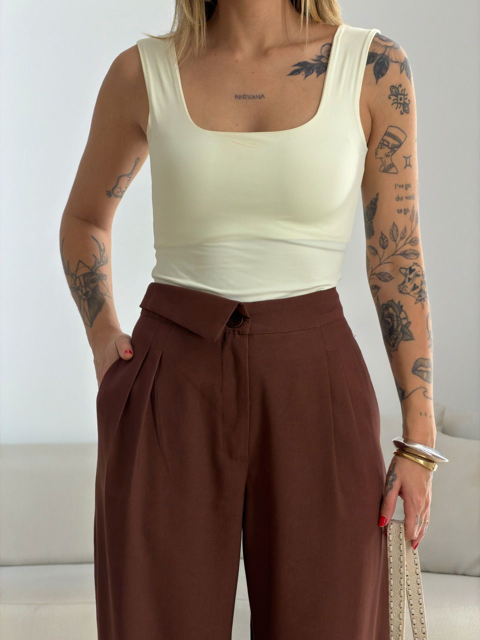 CALÇA PAOLA RETA MARROM