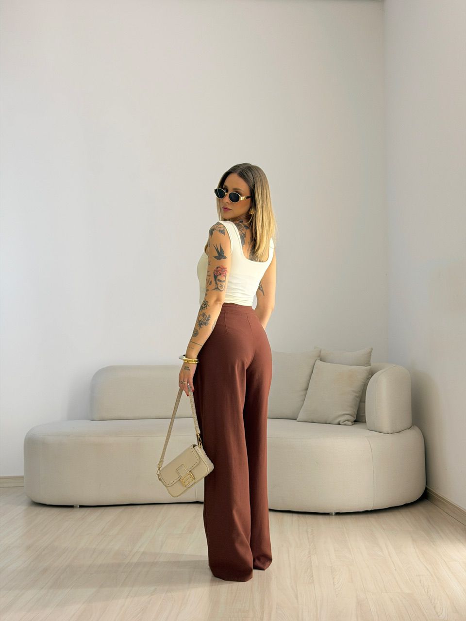 CALÇA PAOLA RETA MARROM