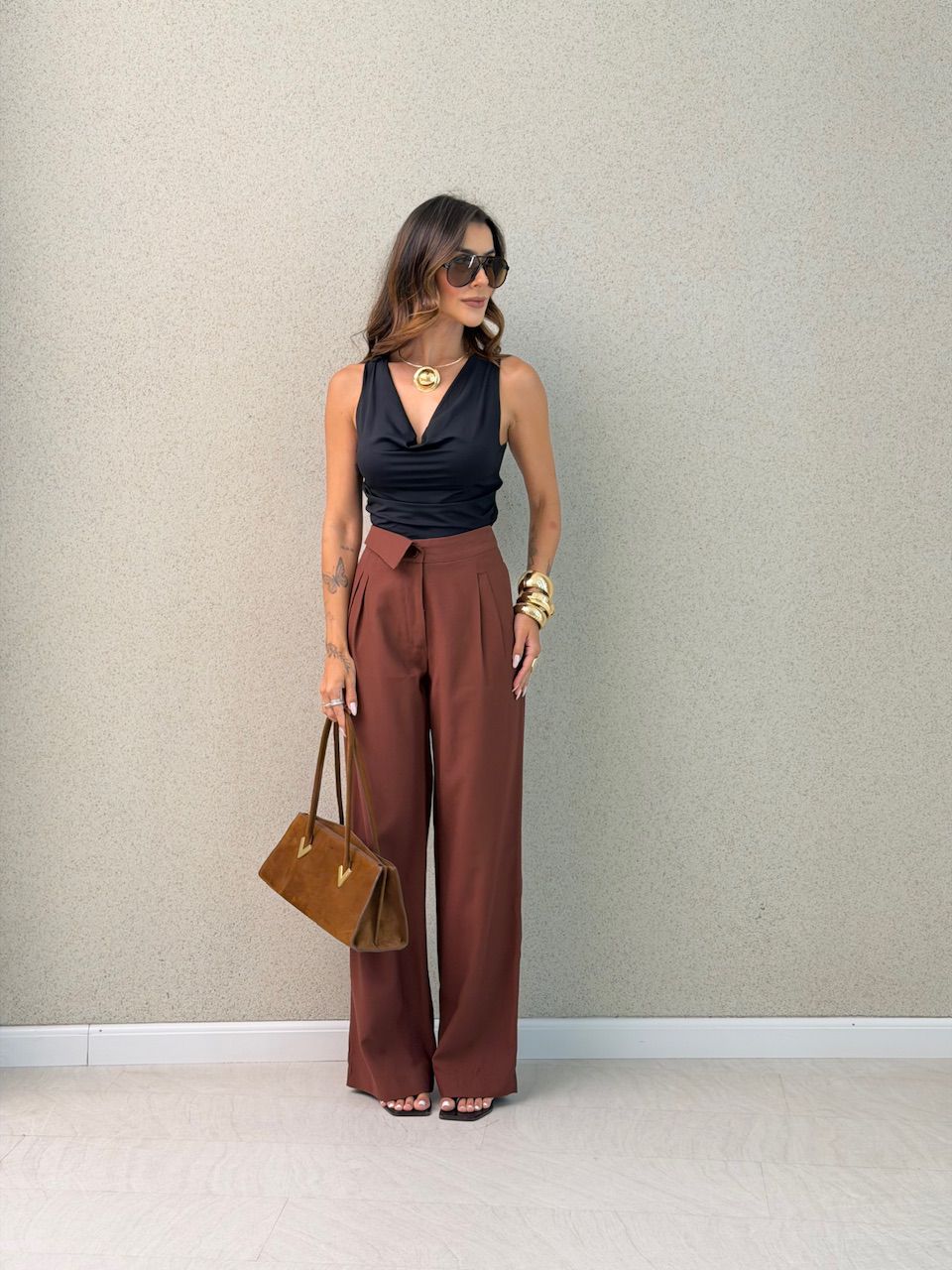 CALÇA PAOLA RETA MARROM