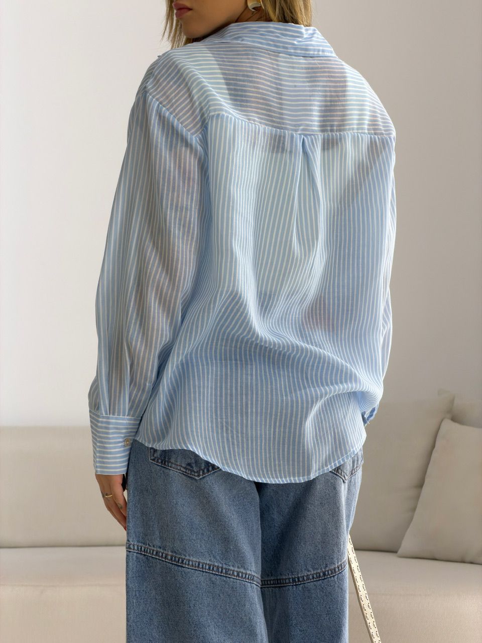 CAMISA KEILA LISTRAS AZUL