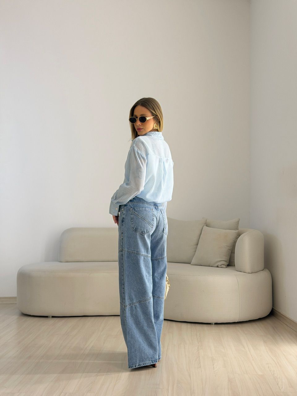 CAMISA KEILA LISTRAS AZUL