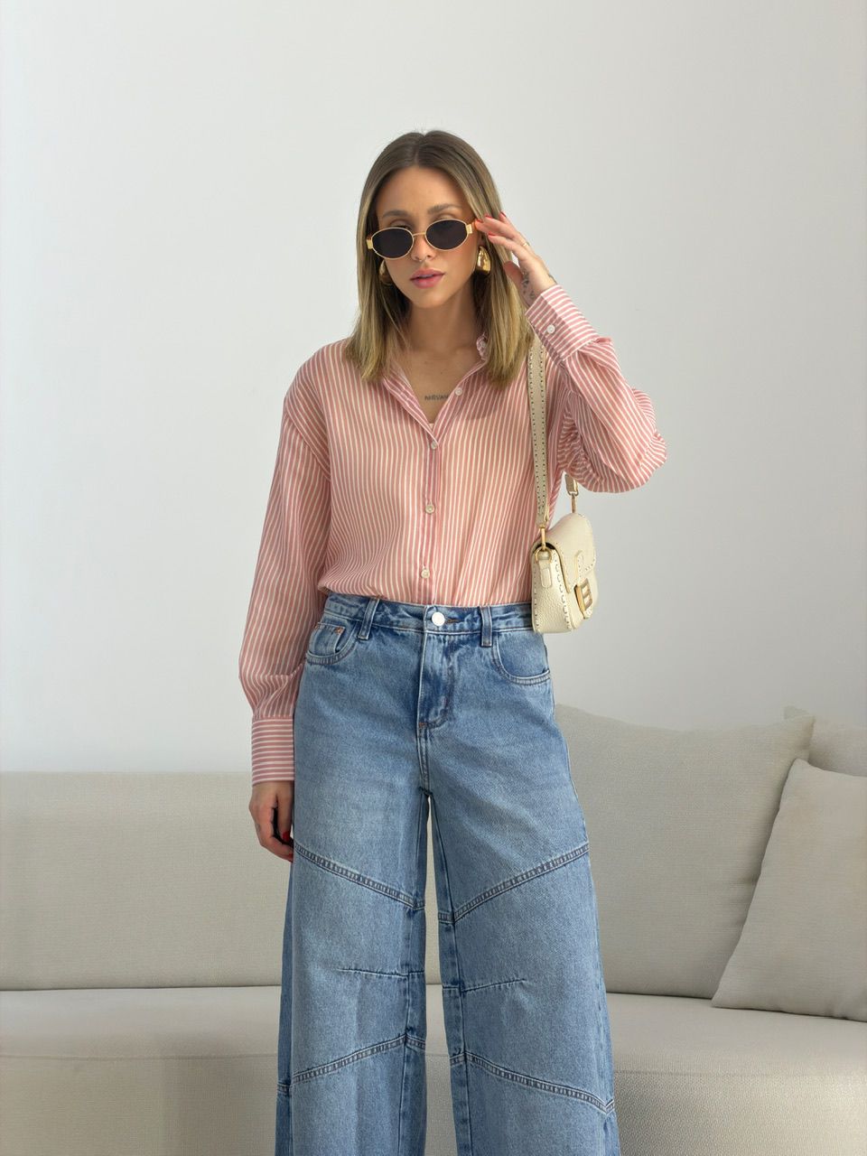 CAMISA KEILA LISTRAS ROSA