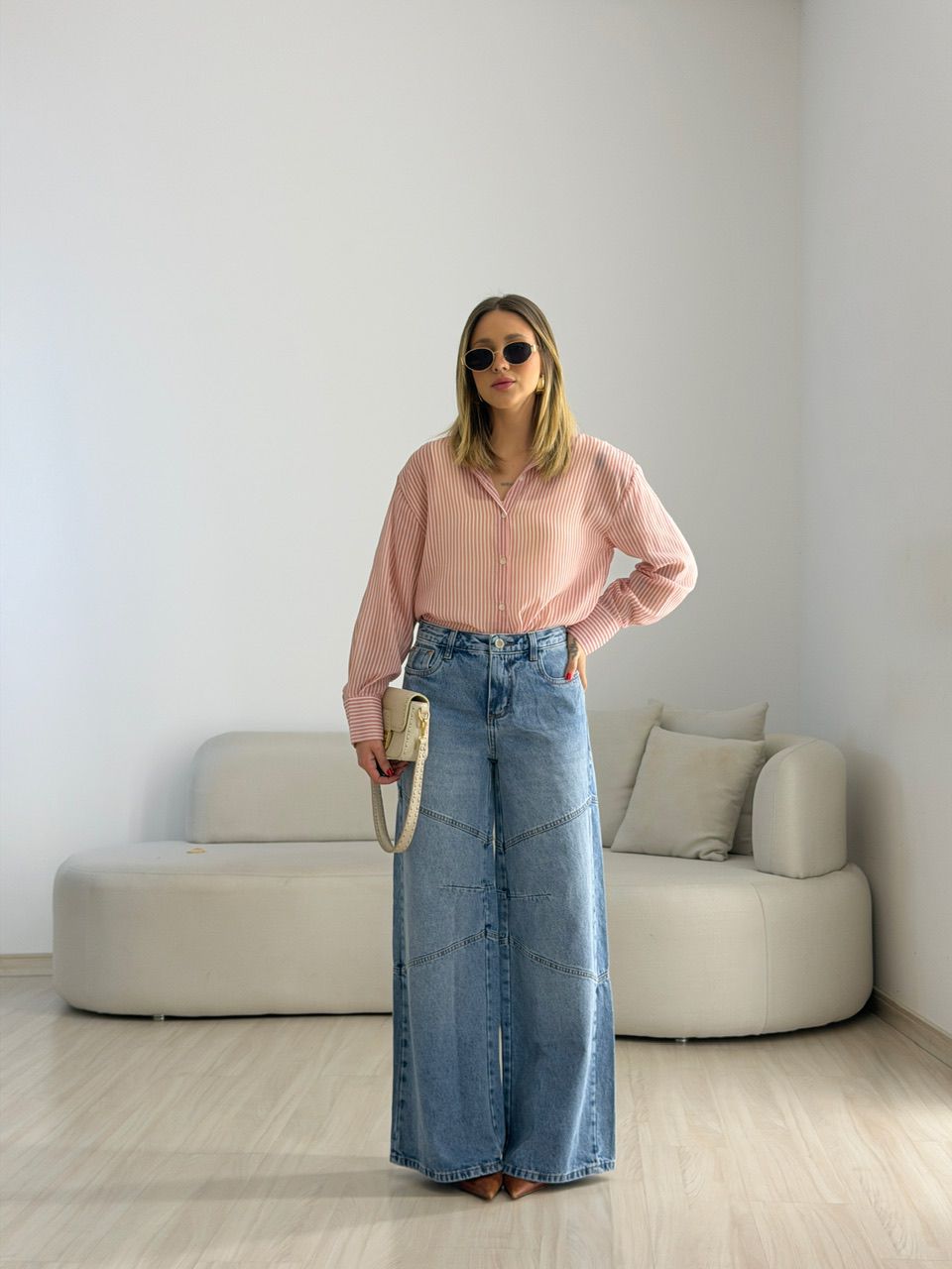 CAMISA KEILA LISTRAS ROSA