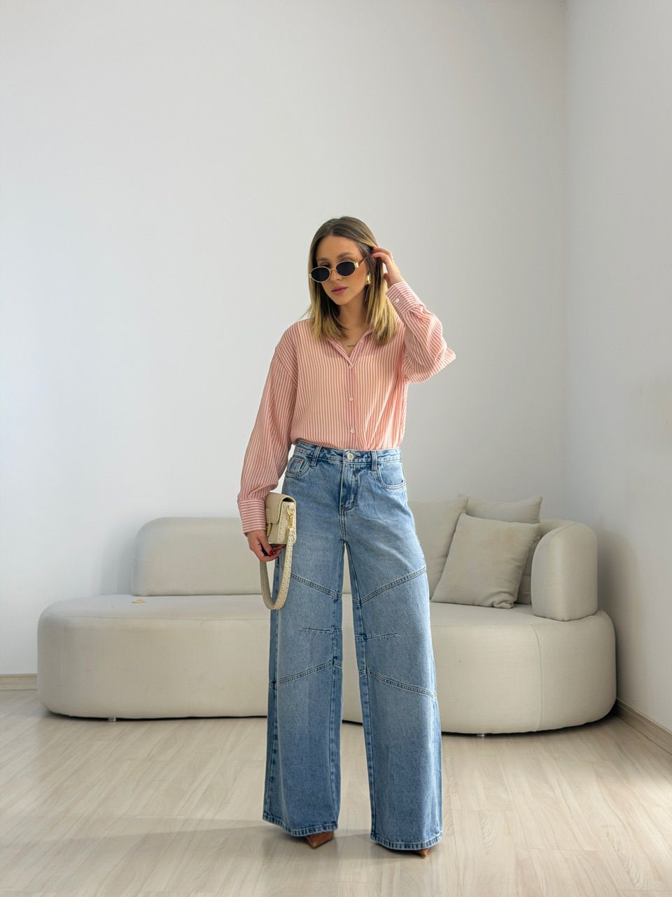 CAMISA KEILA LISTRAS ROSA