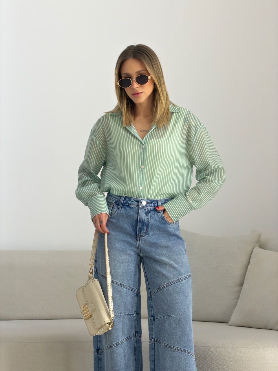 CAMISA KEILA LISTRAS VERDE