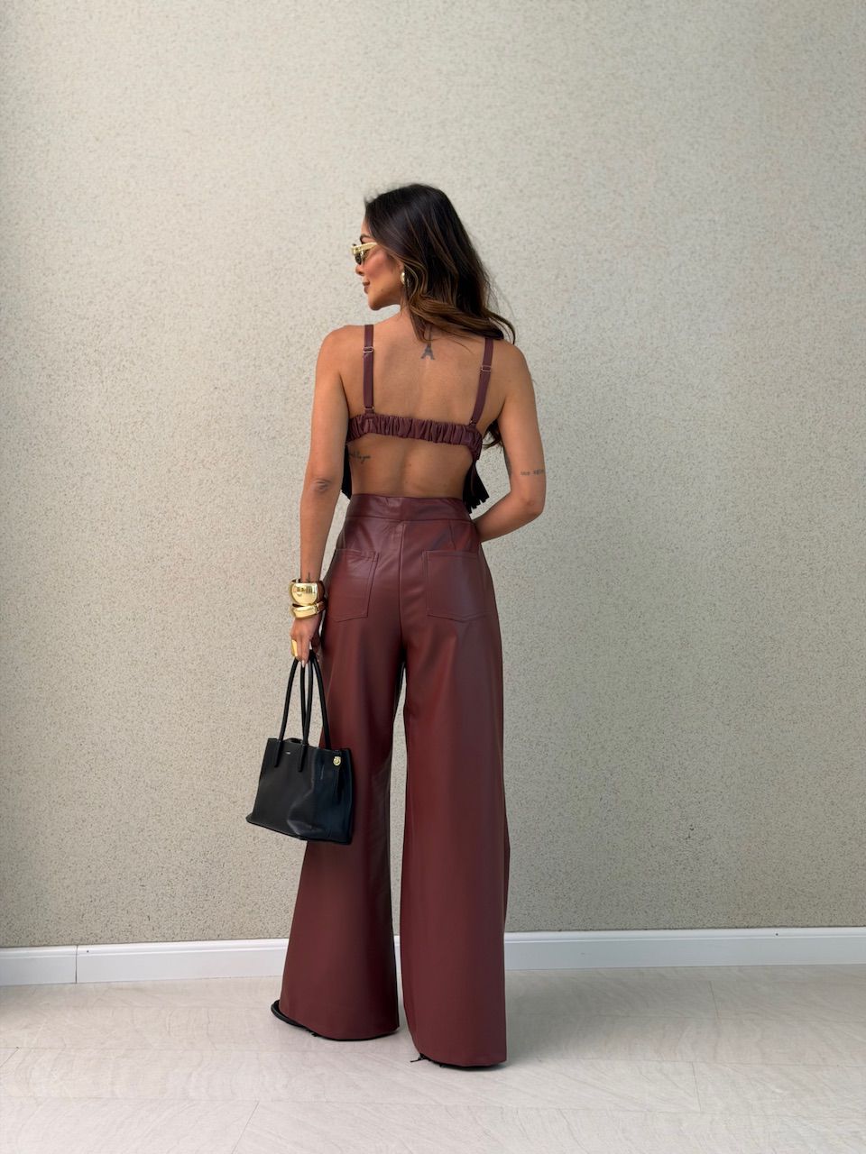 CONJUNTO PETÚNIA COURO FAKE VINHO