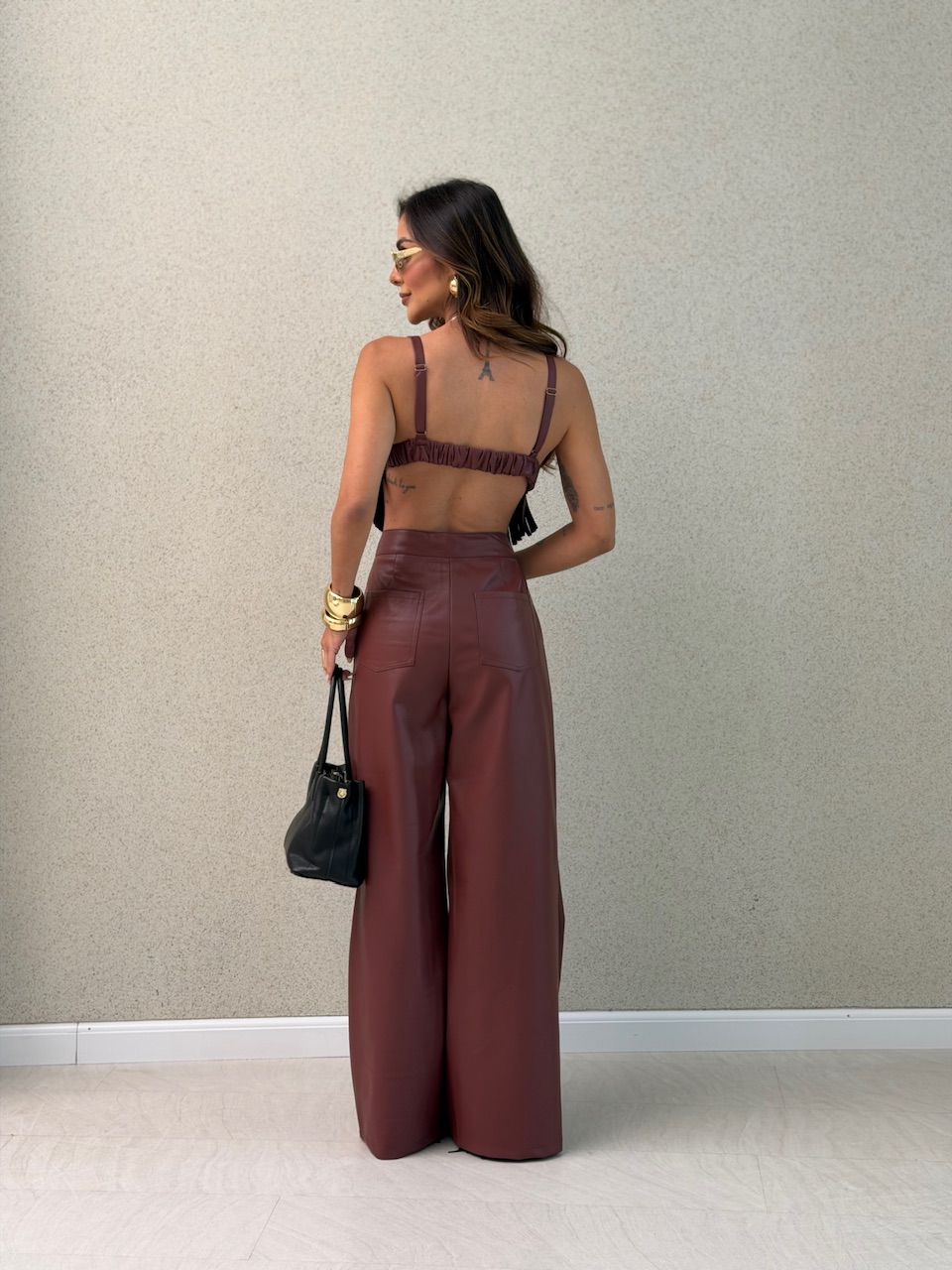 CONJUNTO PETÚNIA COURO FAKE VINHO