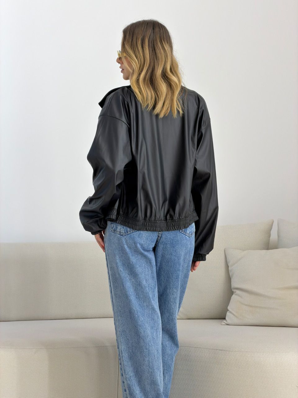 JAQUETA MARIANE COURO FAKE PRETA