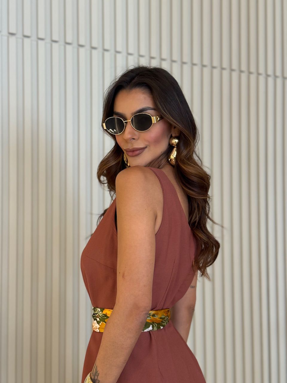 VESTIDO GLENDA CAVADO CAPUCCINO 