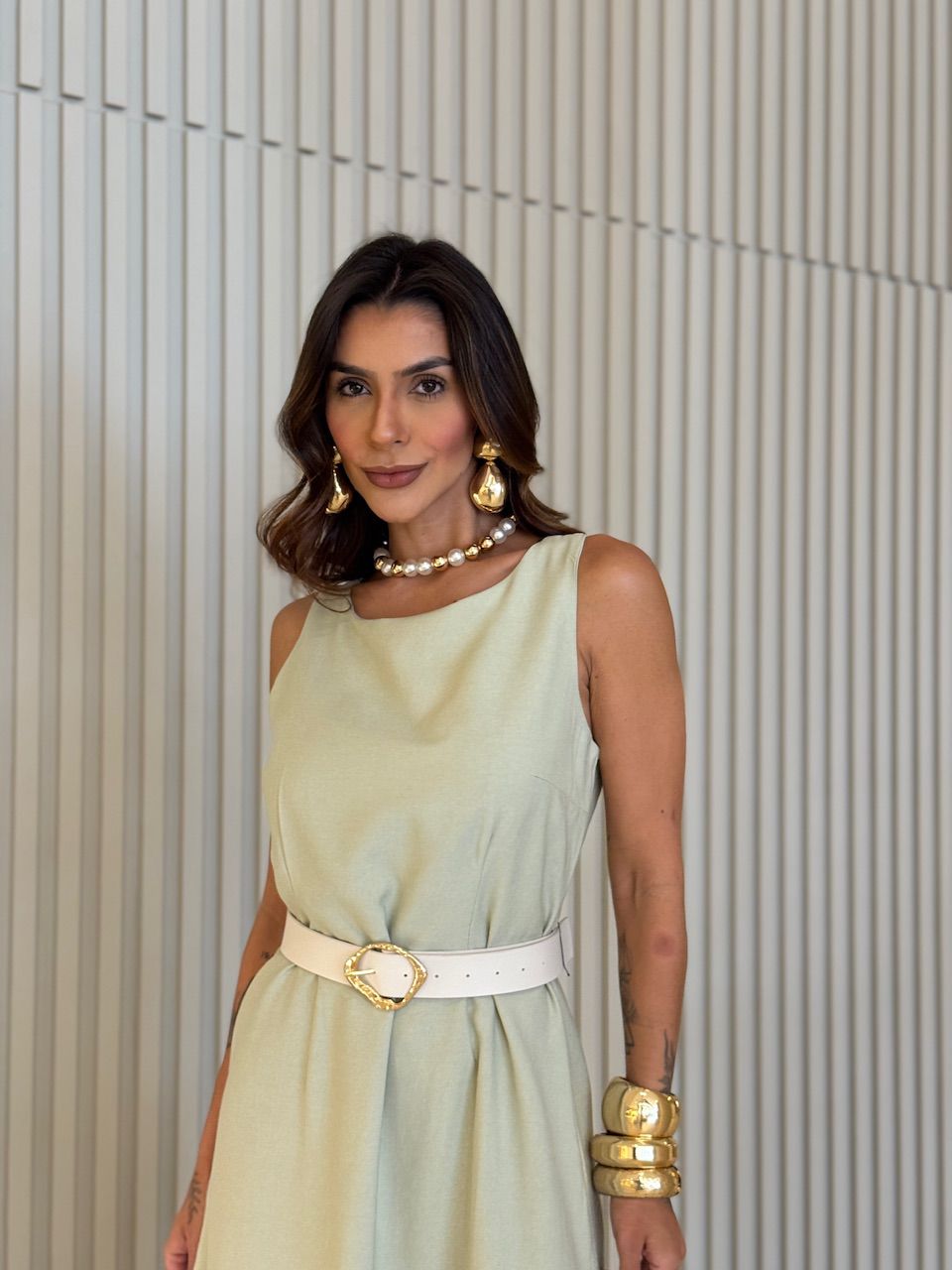 VESTIDO GLENDA CAVADO MENTA