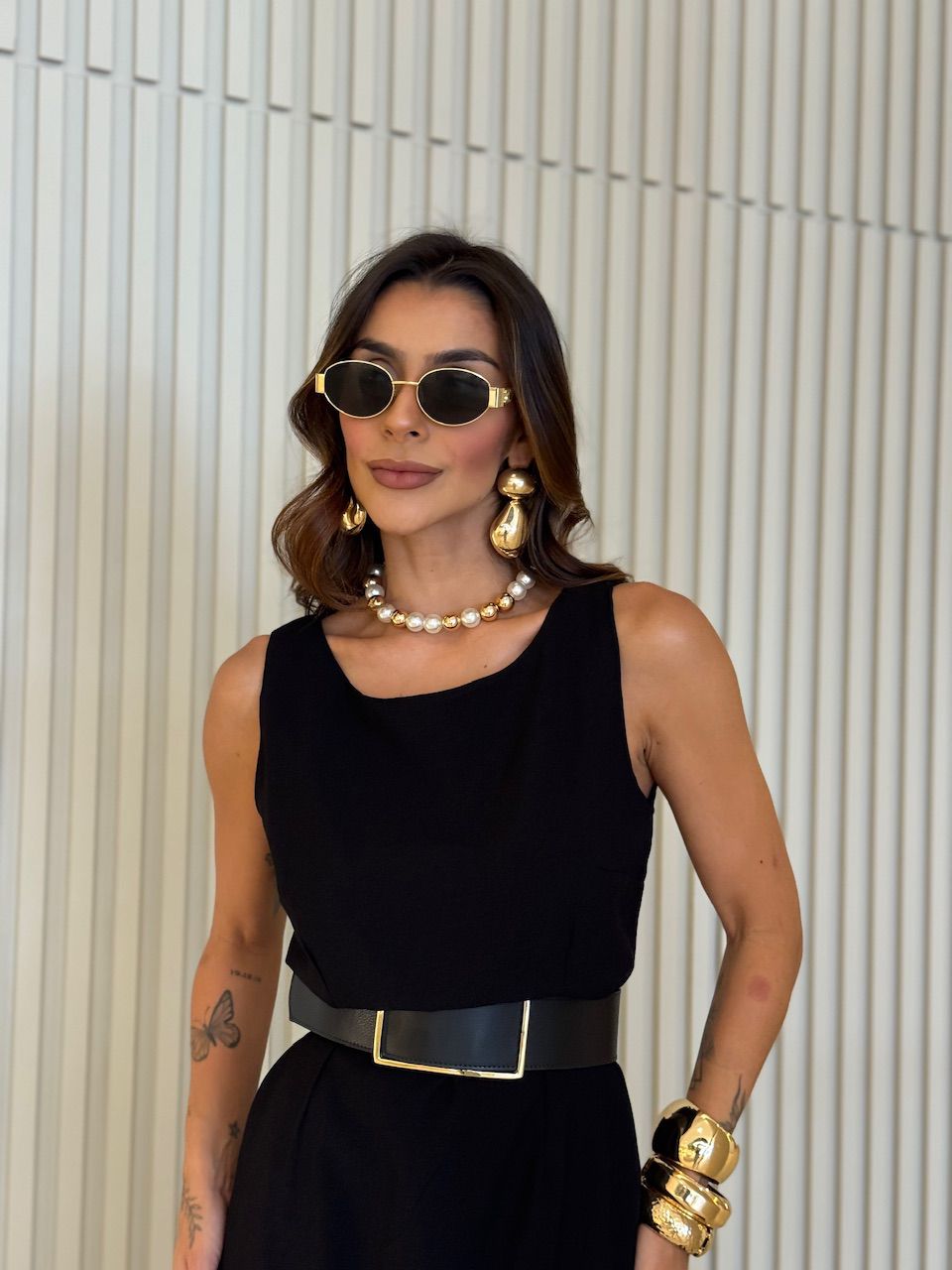 VESTIDO GLENDA CAVADO PRETO