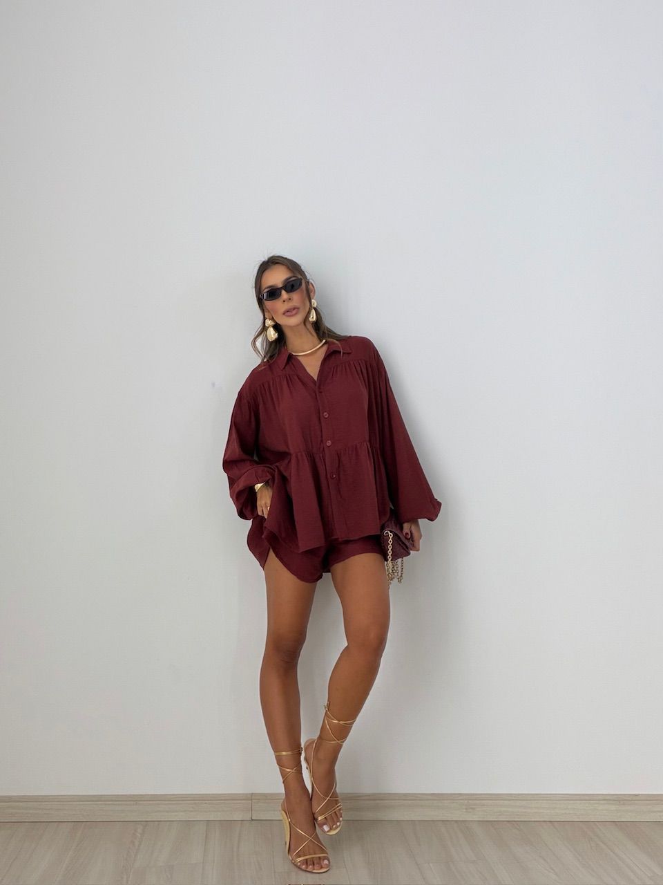 CONJUNTO LILIAN SHORT MARSALA