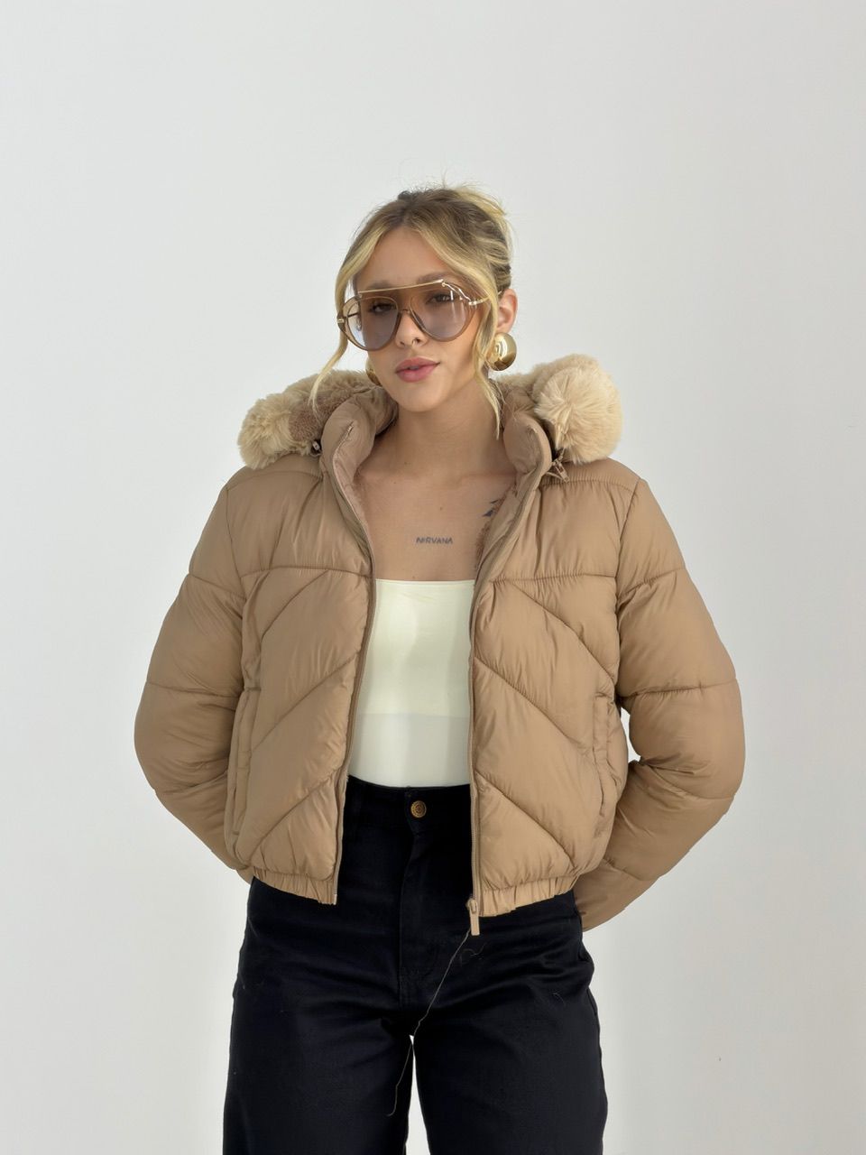 PUFFER RAISSA PELINHOS NUDE - 0078270049 - CAROLLA FERRARO