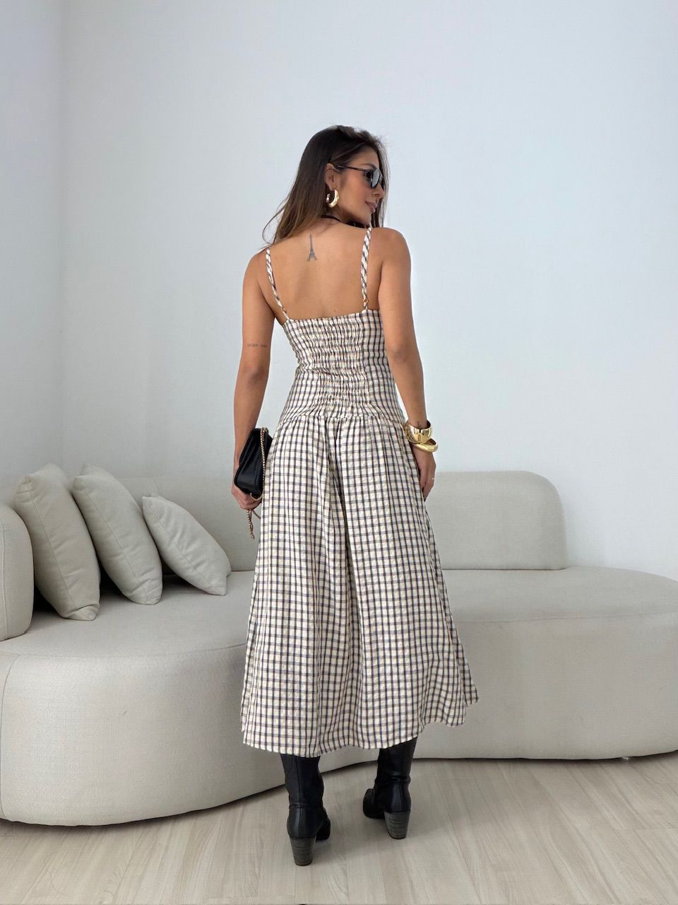 VESTIDO GIANA XADREZ PRETO
