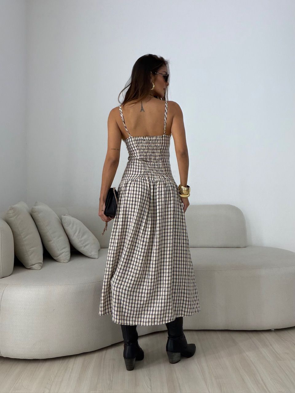 VESTIDO GIANA XADREZ PRETO