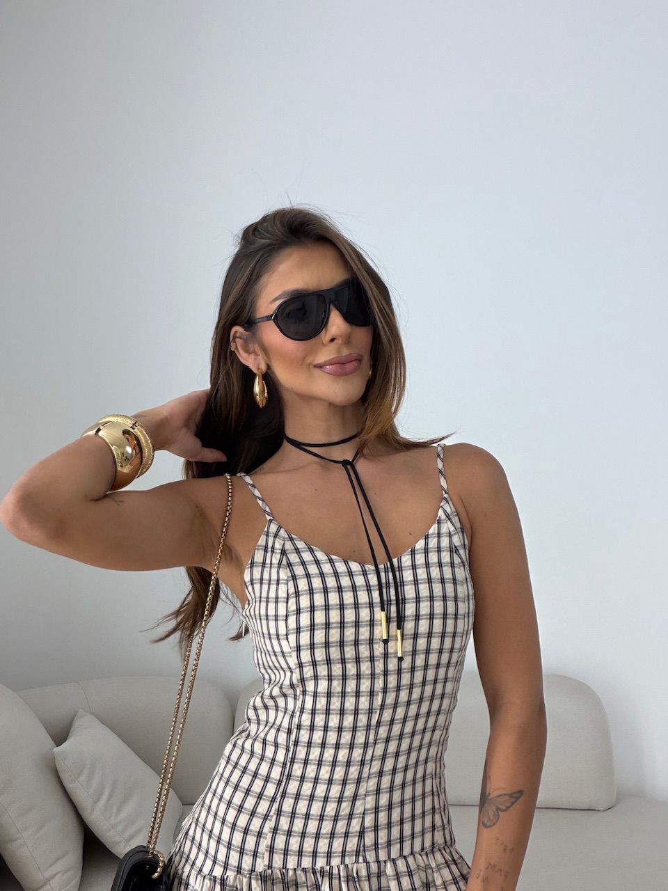 VESTIDO GIANA XADREZ PRETO