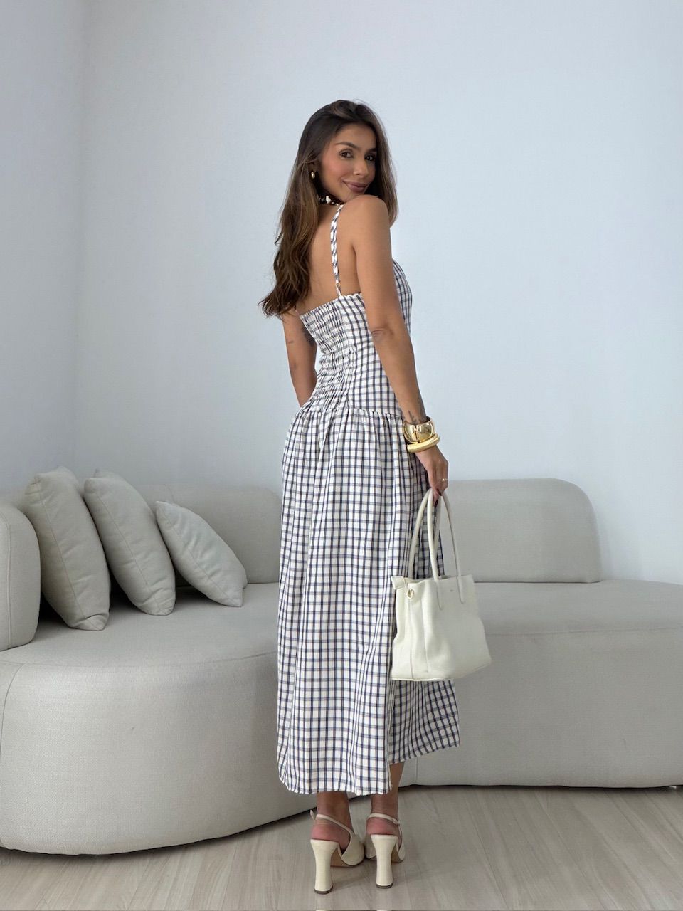 VESTIDO GIANA XADREZ MARINHO