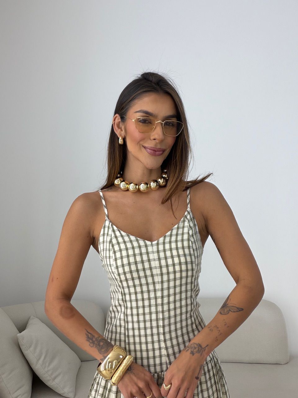 VESTIDO GIANA XADREZ VERDE