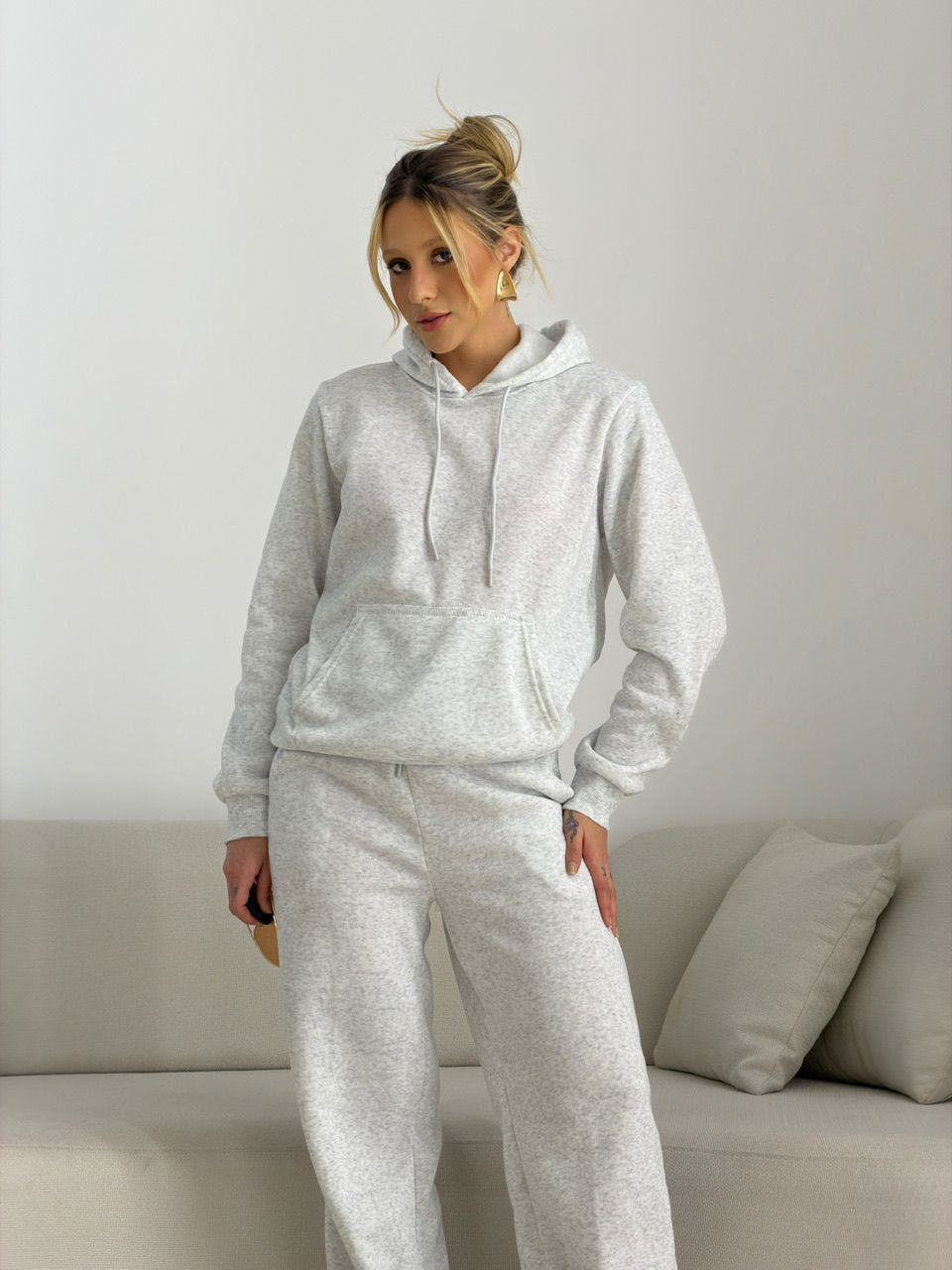 CONJUNTO PAOLA MOLETOM CANGURU MESCLA