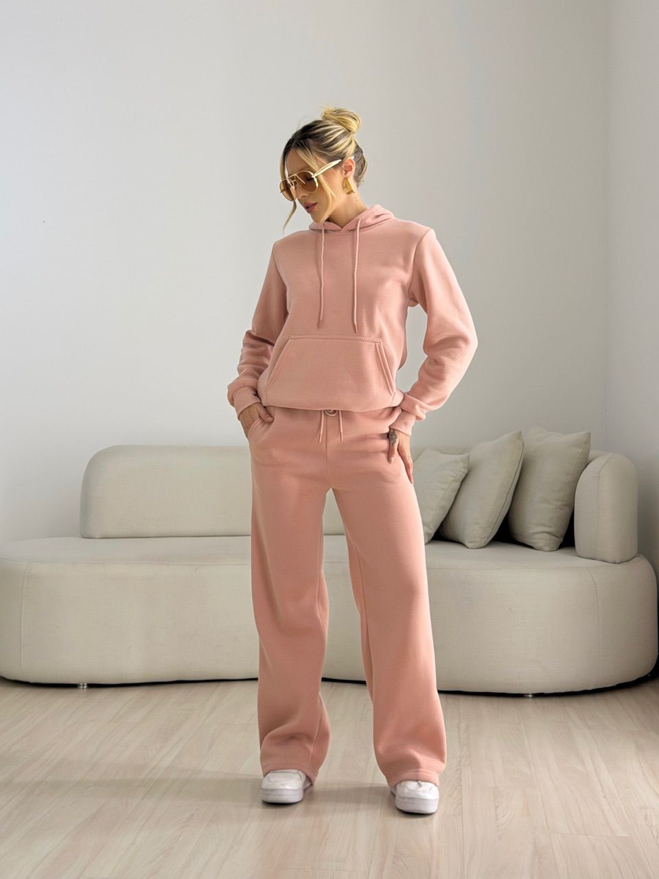CONJUNTO PAOLA MOLETOM CANGURU ROSA