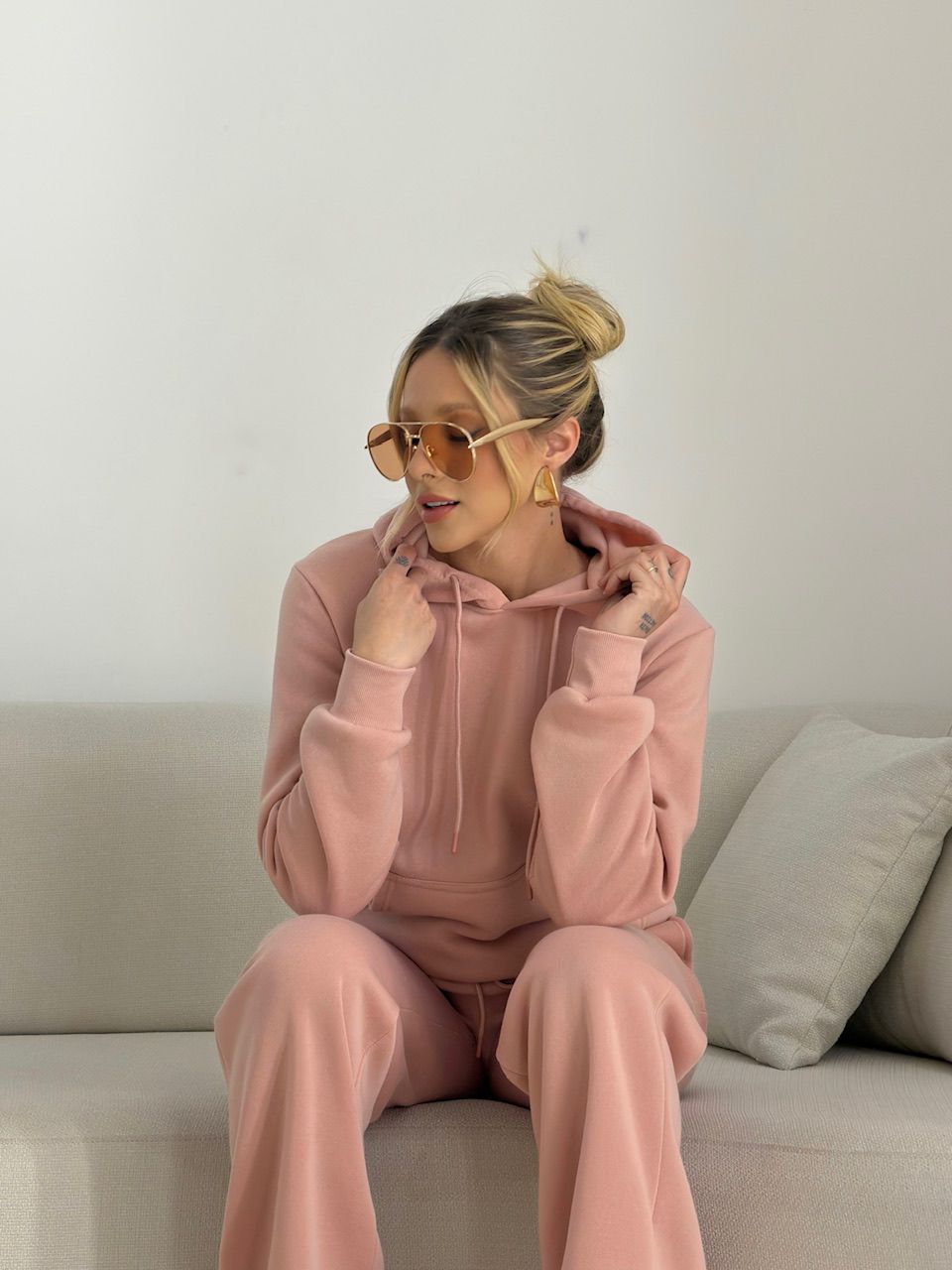 CONJUNTO PAOLA MOLETOM CANGURU ROSA