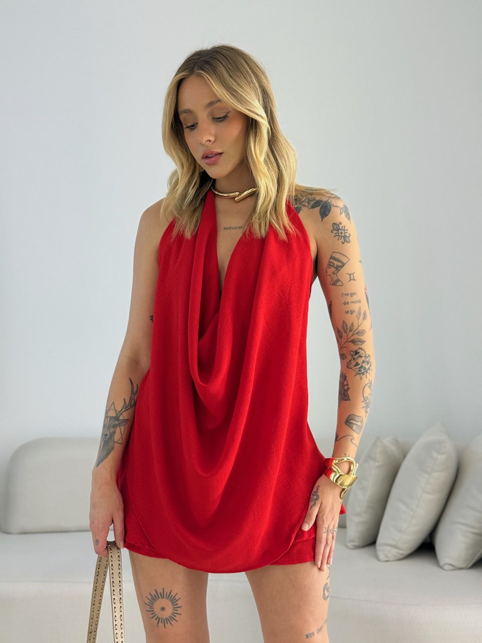 CONJUNTO ANA LAURA SHORT SAIA VERMELHO