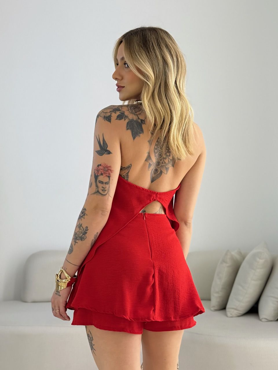 CONJUNTO ANA LAURA SHORT SAIA VERMELHO