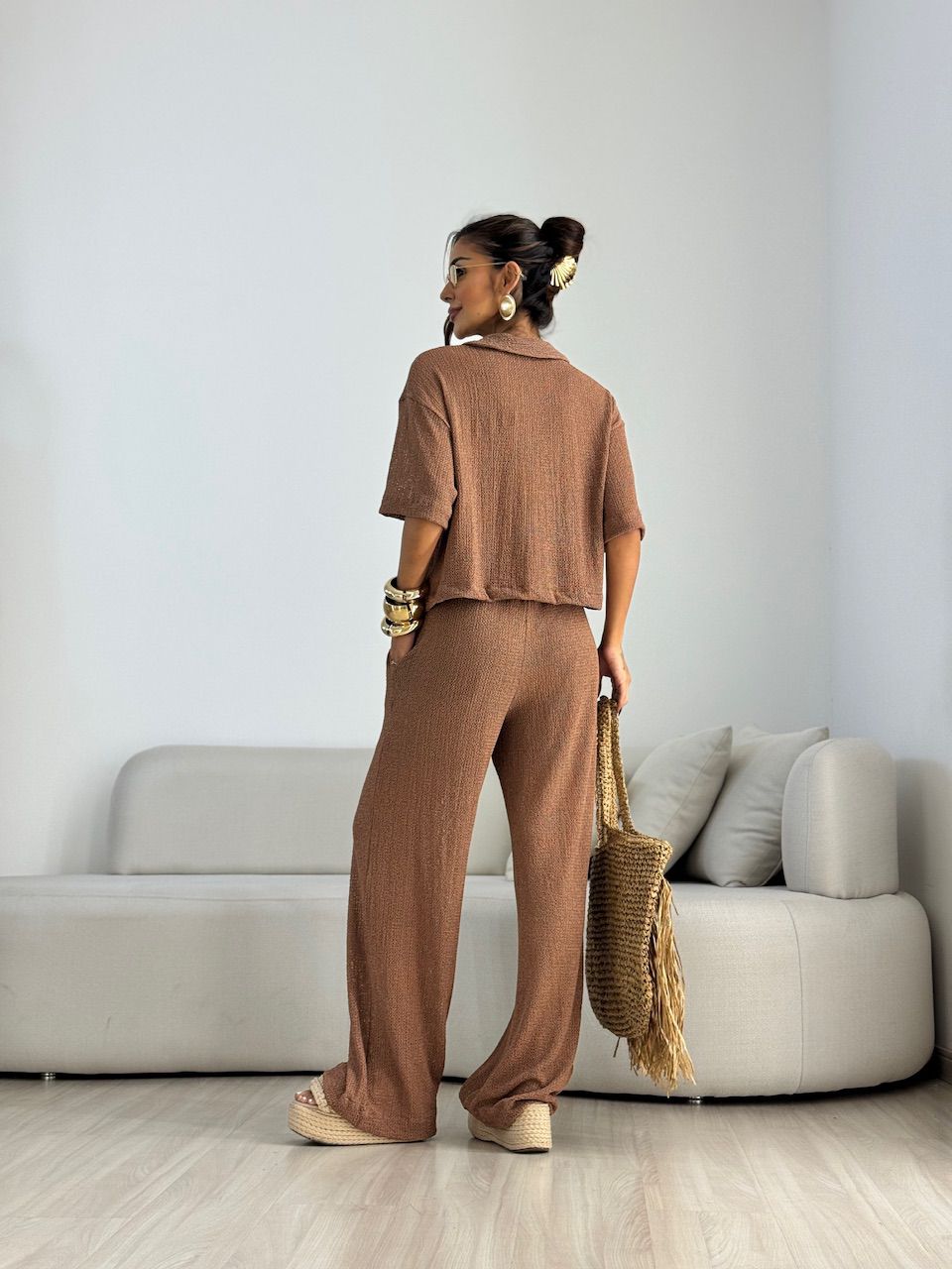 CONJUNTO NATÁLIA TEXTURIZADO MARROM