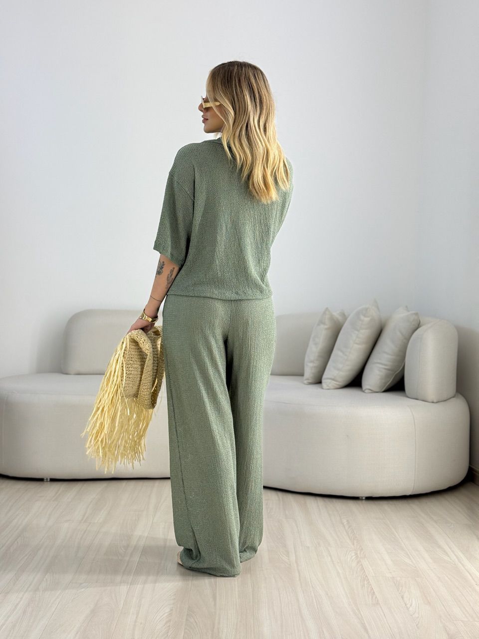 CONJUNTO NATÁLIA TEXTURIZADO VERDE